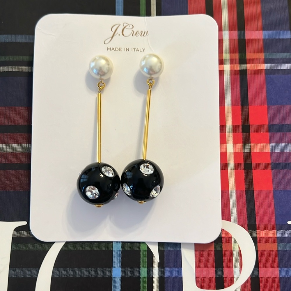 NWT J. Crew Black lucite/rhinestone